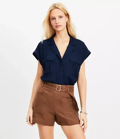 Petite Crinkle Dolman Utility Everyday Shirt