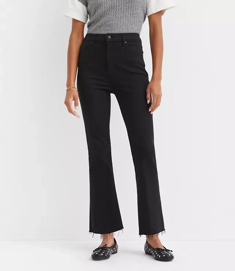 Petite Fresh Cut High Rise Kick Crop Jeans Jet Black Wash
