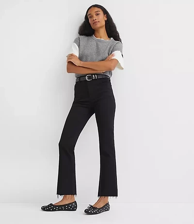 Petite Fresh Cut High Rise Kick Crop Jeans Jet Black Wash