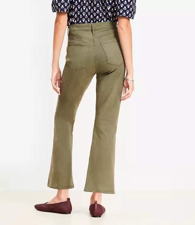 Petite Patch Pocket High Rise Kick Crop Jeans Evening Olive