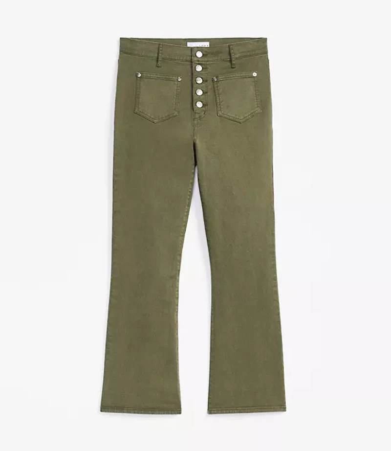 Petite Patch Pocket High Rise Kick Crop Jeans Evening Olive