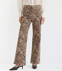Curvy High Rise Wide Leg Jeans Leopard Print