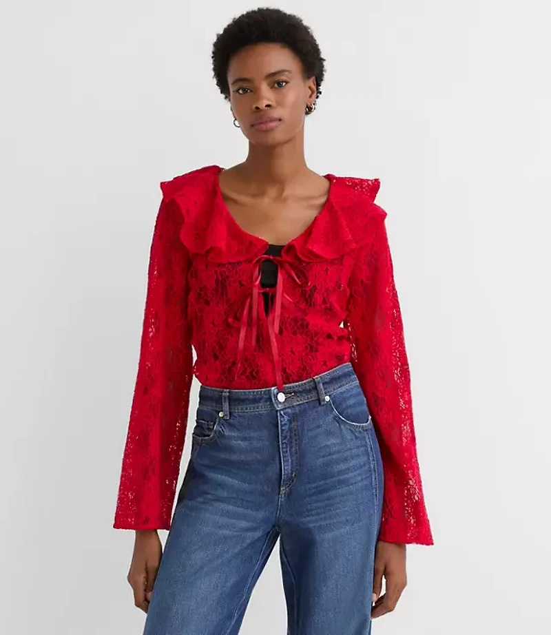 Lace Bow Velvet Cami Blouse