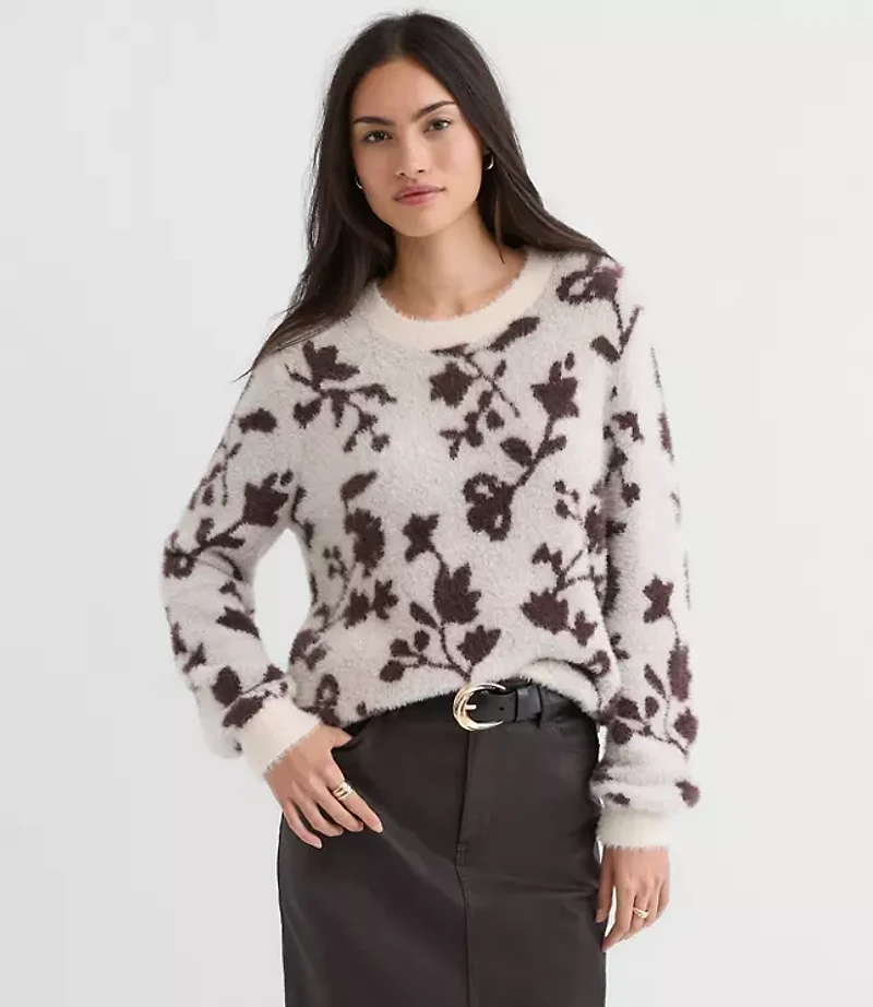 Fuzzy Floral Sweater