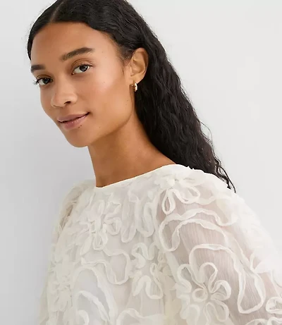 Floral Applique Tie Back Blouse