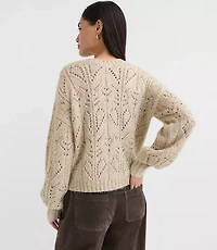 Shimmer Pointelle Blouson Sweater