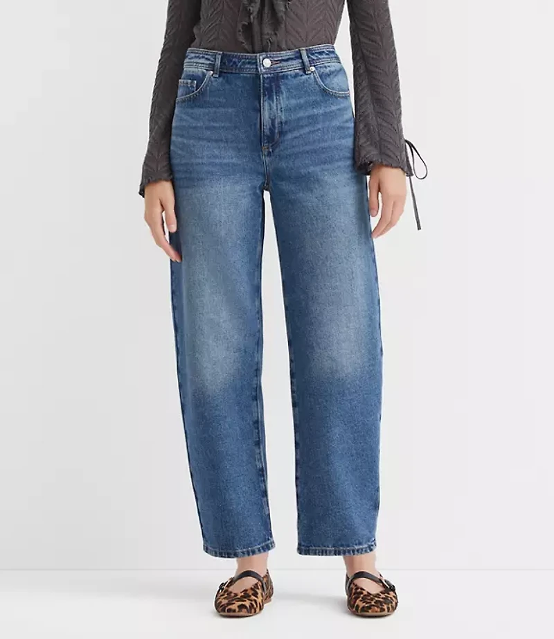 High Rise Barrel Jeans Authentic Vintage Mid Wash