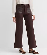 Faux Leather Pocket Palmer Wide Leg Pants Ponte