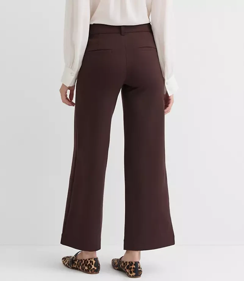 Faux Leather Pocket Palmer Wide Leg Pants Ponte