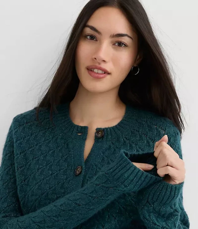 Shimmer Pointelle Cardigan