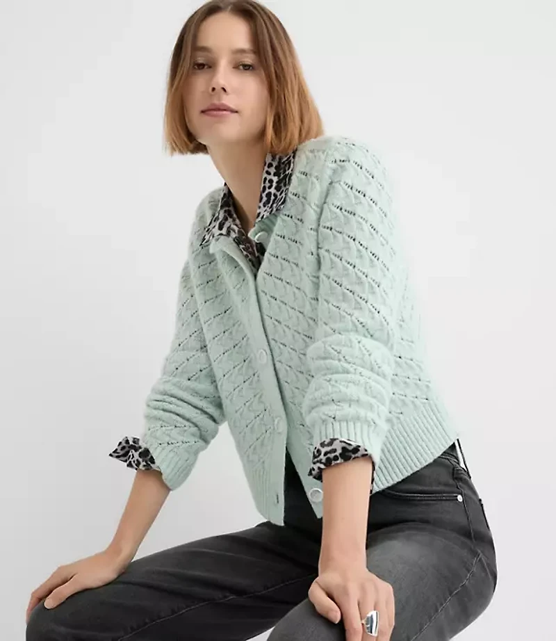 Shimmer Pointelle Cardigan
