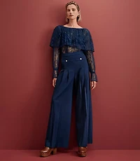 Tall Pleated Ultra Wide Leg Pants Twill