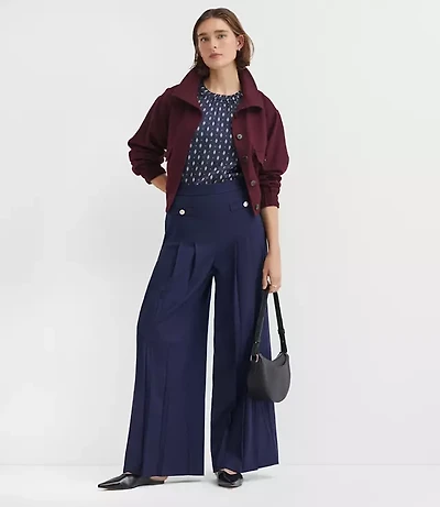 Tall Pleated Ultra Wide Leg Pants Twill