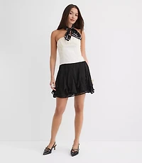 Ruffle Godet Mini Skirt
