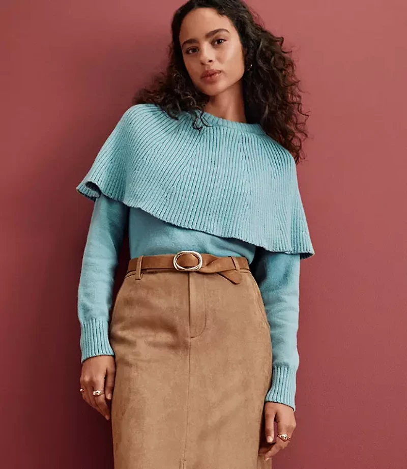 Petite Ribbed Cape Sweater