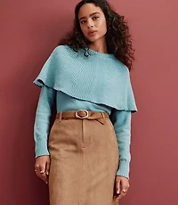 Petite Ribbed Cape Sweater