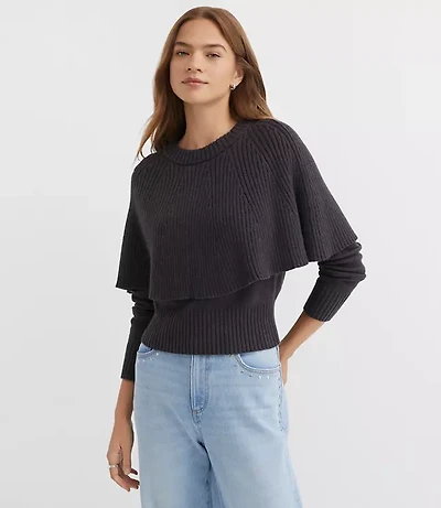 Petite Ribbed Cape Sweater