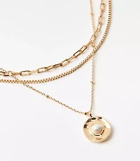 Pearlized Coin Layered Necklace Set