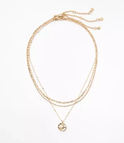 Pearlized Coin Layered Necklace Set