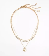 Pearlized Coin Layered Necklace Set