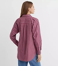 Petite Striped Poplin Everyday Oversized Pocket Shirt