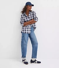 Petite Clip Plaid Everyday Oversized Pocket Shirt
