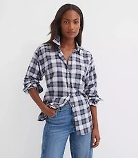 Petite Clip Plaid Everyday Oversized Pocket Shirt