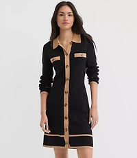 Petite Tipped Sweater Pocket Shirtdress