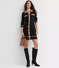 Petite Tipped Sweater Pocket Shirtdress