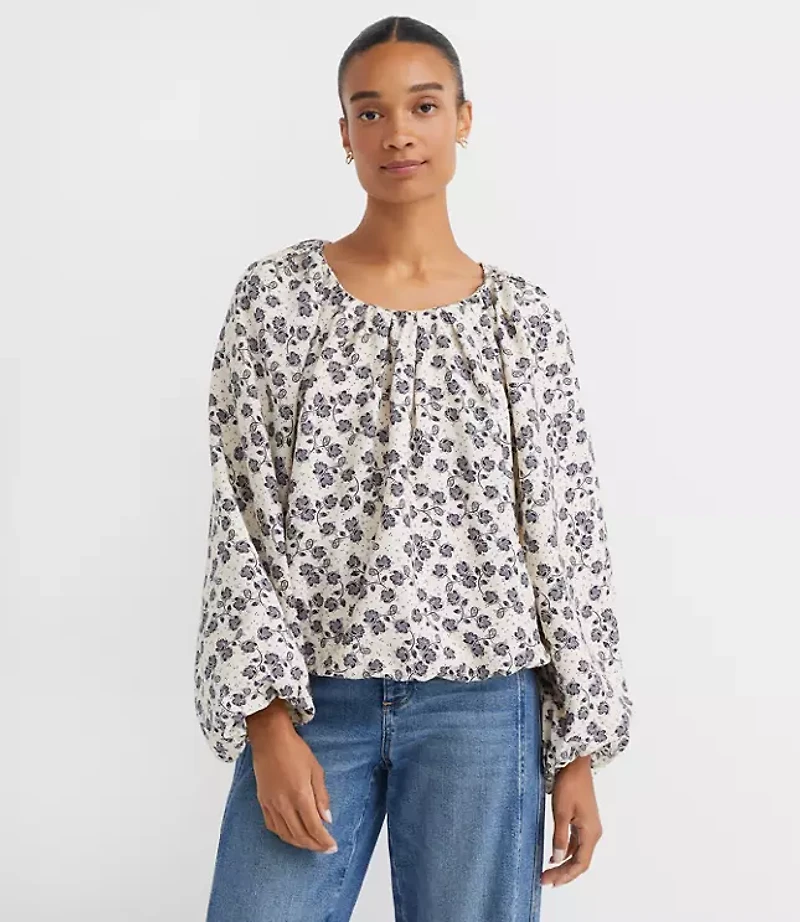 Petite Floral Bubble Blouse