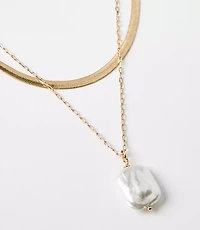 Pearlized Layered Chain Link Necklace Set