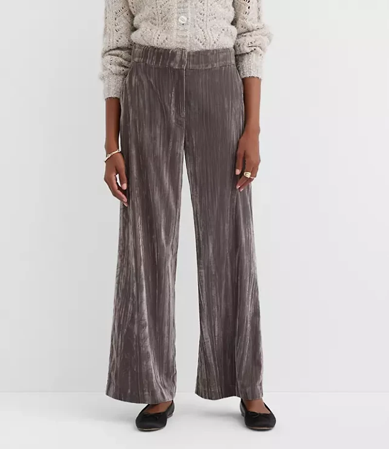 Clean Wide Leg Pants Pleated Velvet
