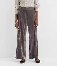 Clean Wide Leg Pants Pleated Velvet