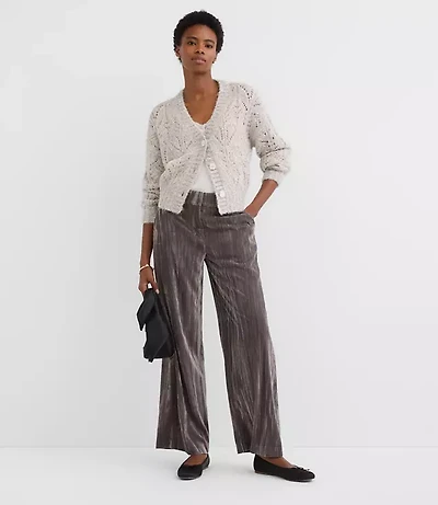 Clean Wide Leg Pants Pleated Velvet