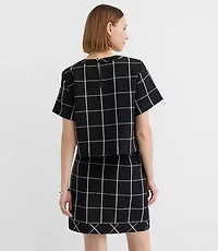 Petite Windowpane Frame Neck Top