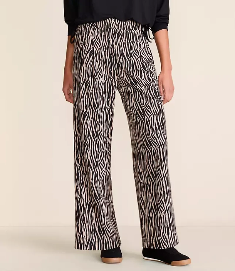 Lou & Grey Zebra Print Wanderweave Wide Leg Trouser Pants