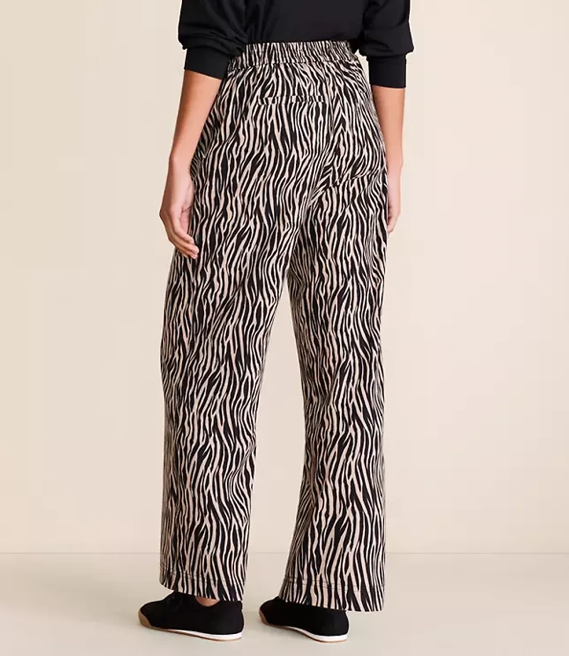 Lou & Grey Zebra Print Wanderweave Wide Leg Trouser Pants