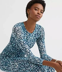 Geo Mesh Ruched Midi Dress