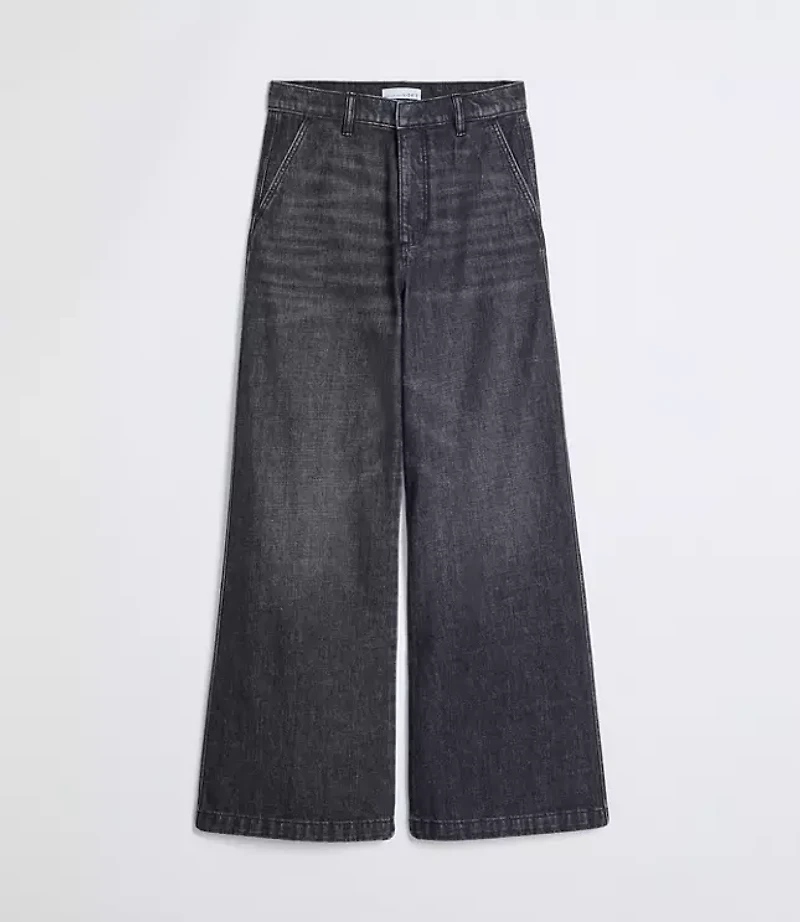 Petite High Rise Trouser Jeans Washed Black Wash