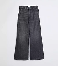 Petite High Rise Trouser Jeans Washed Black Wash
