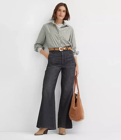 Petite High Rise Trouser Jeans Washed Black Wash