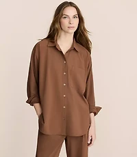 Lou & Grey Seersucker Wanderweave Oversized Pocket Shirt