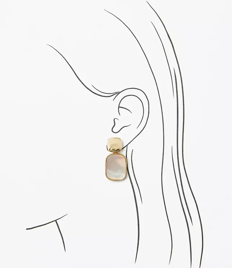 Mother Of Pearl Square Drop Earrings