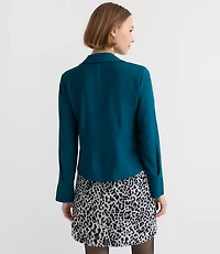 Slit Cuff Tie Neck Blouse