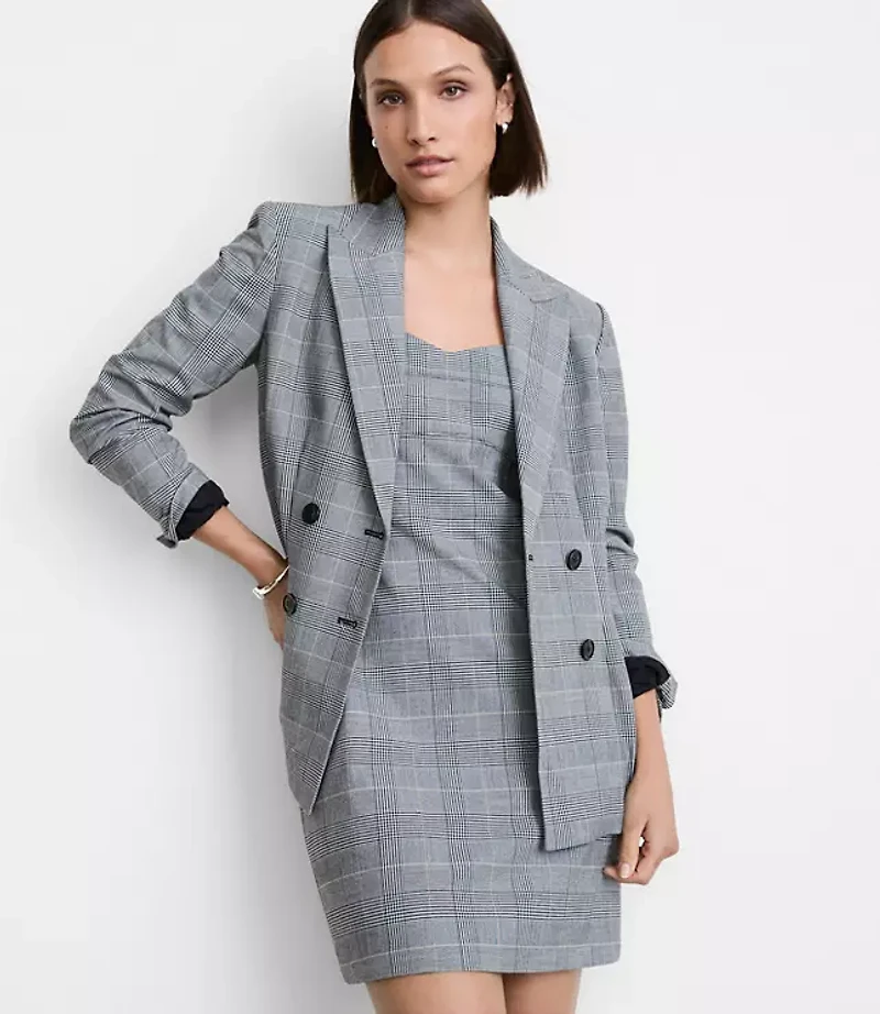 Petite LOFT Versa Seasonless Stretch Strappy Mini Dress Plaid