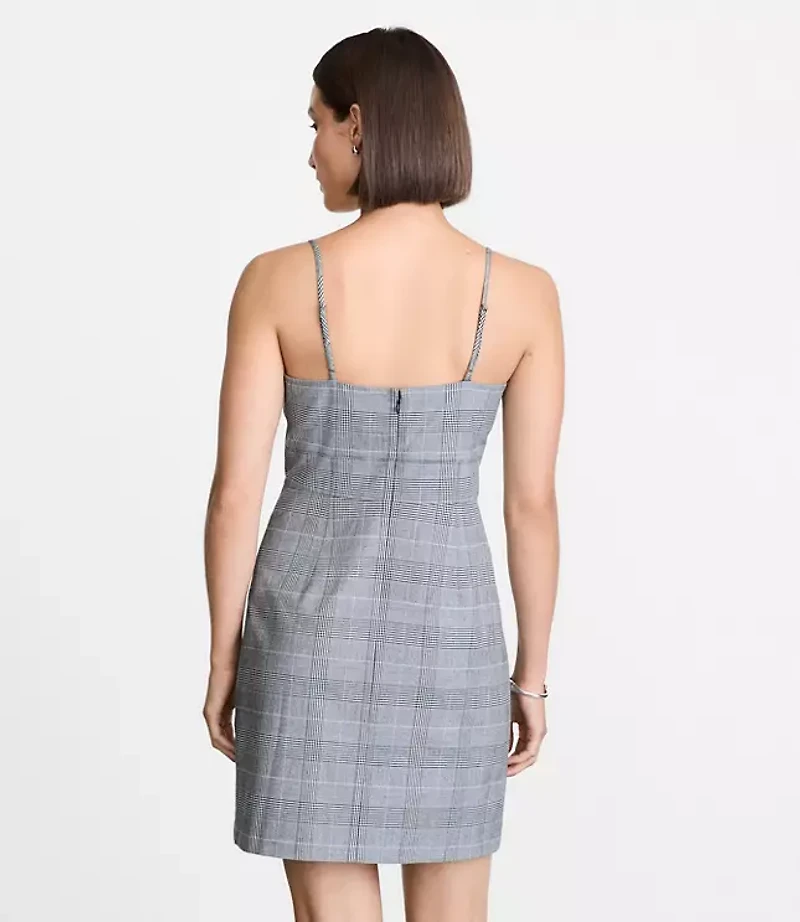 Petite LOFT Versa Seasonless Stretch Strappy Mini Dress Plaid