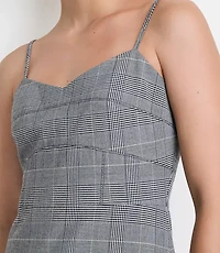 Petite LOFT Versa Seasonless Stretch Strappy Mini Dress Plaid
