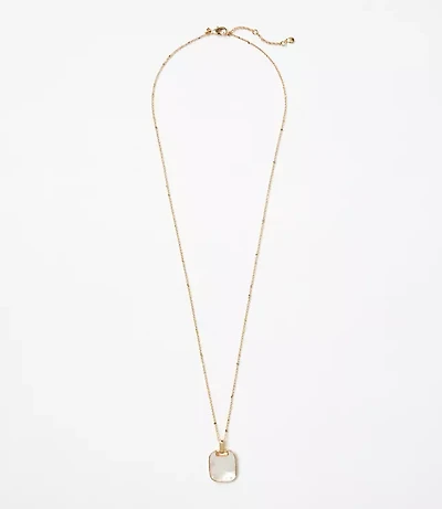 Mother Of Pearl Square Pendant Necklace