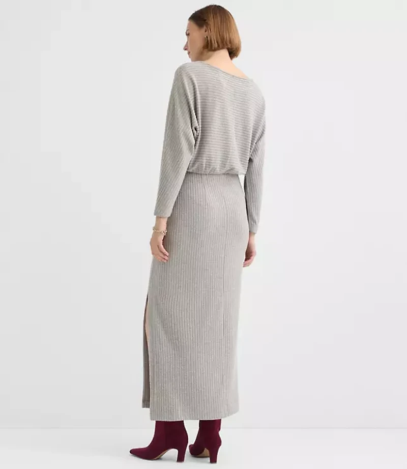 Brushed Ottoman Side Pleated Midi Dress