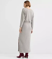 Brushed Ottoman Side Pleated Midi Dress